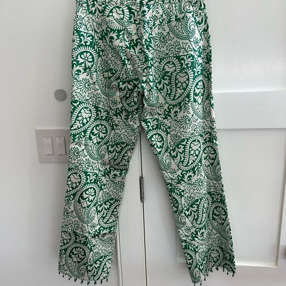 Ralph Lauren, black label, vintage green and tan print pants -size 6 -beaded - Picture 9 of 14